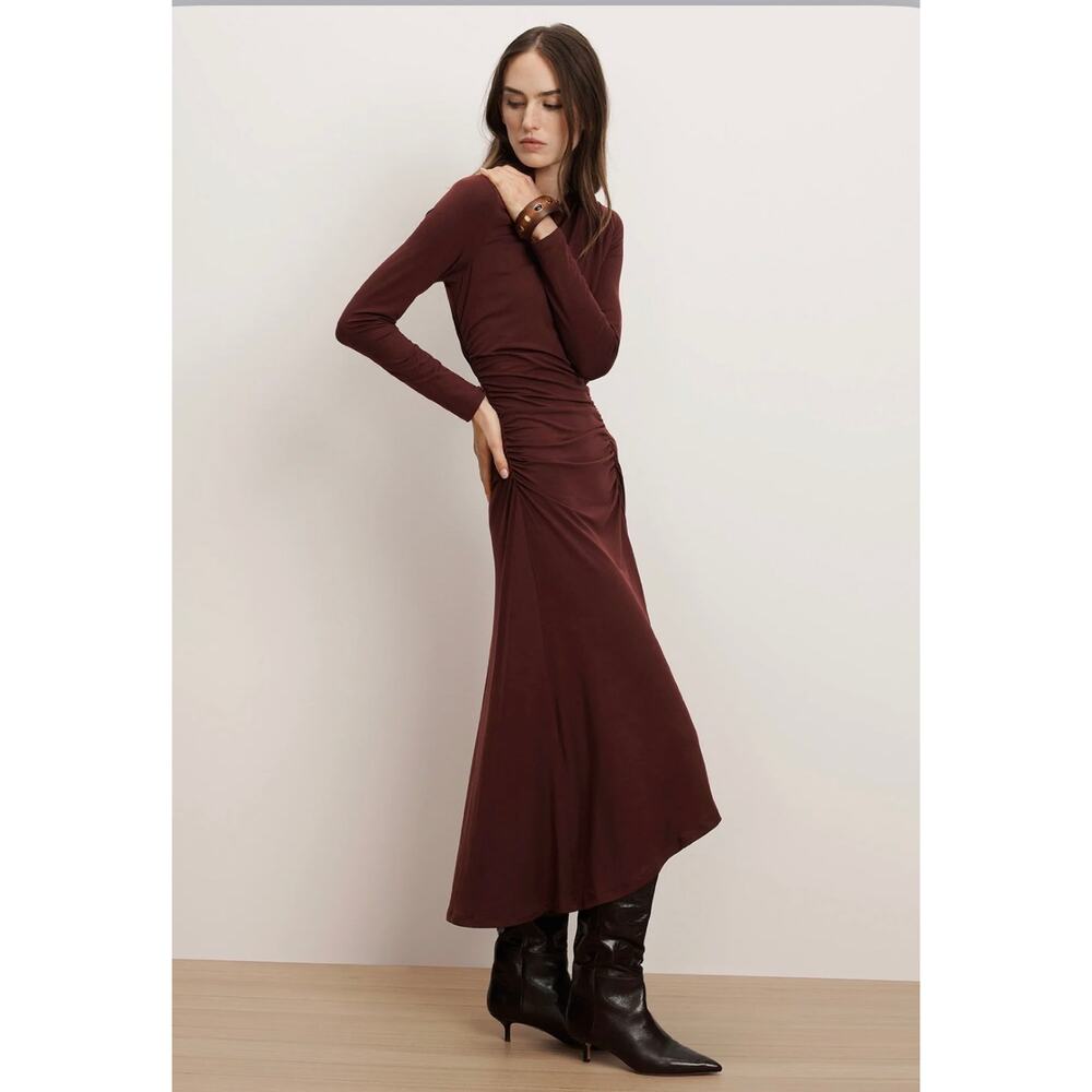 NEW Veronica Beard Theodora Midi Dress Raisin Red Size Small - Picture 2 of 9